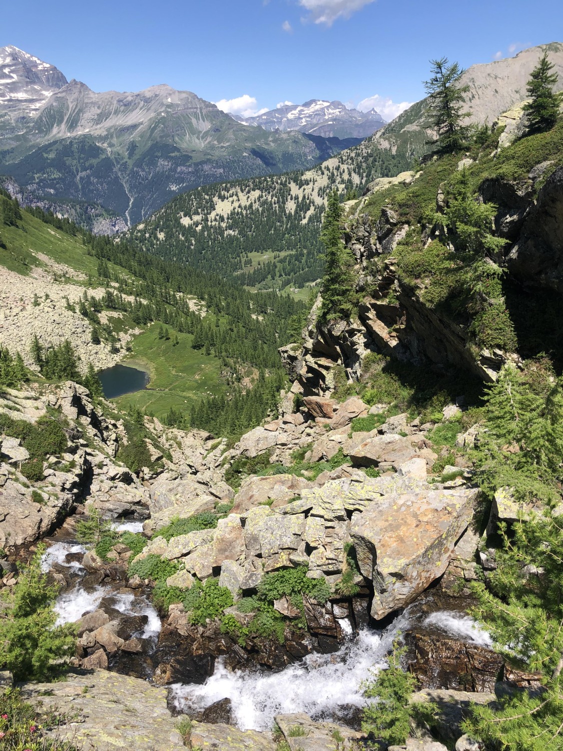 VUe sur l'alpage de Waira depuis le "Tchawinersee"